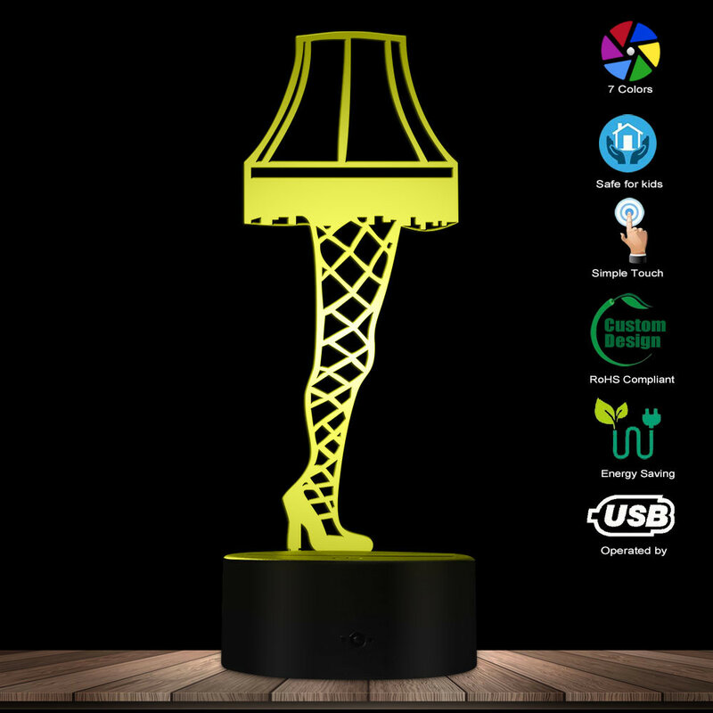 Lampe de jambe d'illusion d'optique 3D, d'une histoire de Noël, bas sexy, veilleuse de jambe, lampe de table, lampe visuelle LED plonger oyante
