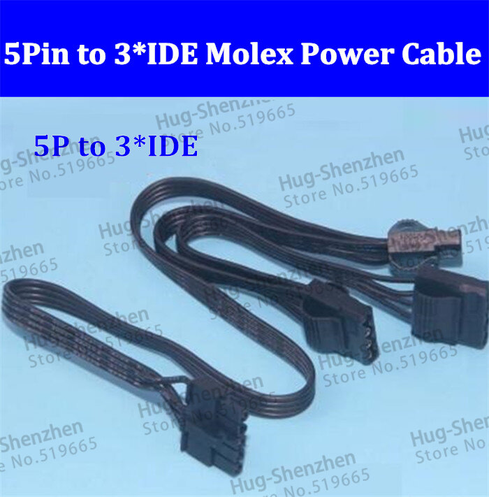 High quality 5Pin to 3 port IDE 4Pin Molex Modular Power Supply Adapter Cable for Seasonic SS-620GM