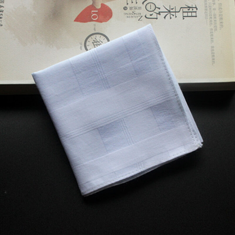 5 pieces/lot Handkerchiefs Cotton 100% Unisex Hankies Plaid Handkerchiefs White Thick 43*43 cm