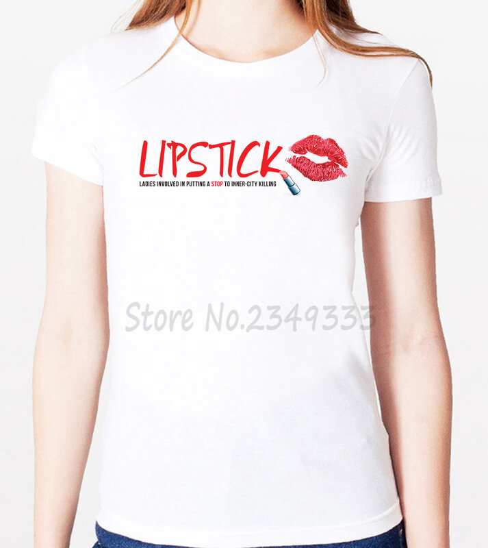 lipstick Print Women tshirt Modal Casual Loose Funny t shirts For Lady Top Tee SH-75