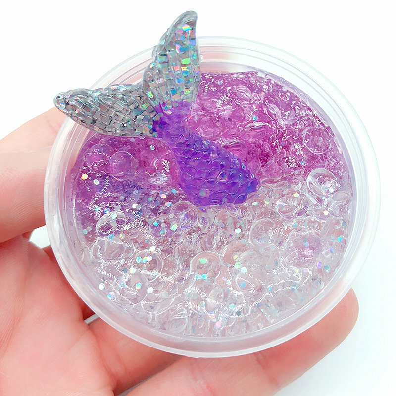 Fulljion Slime Toys Cristal Mermaid Slime Fluffy Lizun Modeling Clay Plasticine Putty Rubber Stress Relief Clear Hand Gum Funny