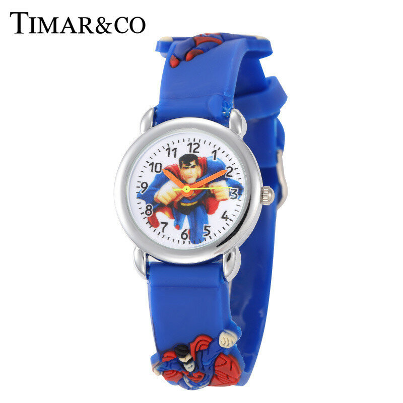 Детские Мультяшные часы с суперменом 3D резиновый ремешок Детские часы Kitty кварцевые часы Relojes Relogio Saat Hodinky Horloge