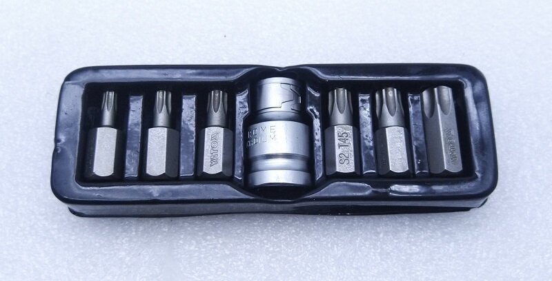 Juego de puntas de destornillador con manga de conversión de 3/8 "para Spline Torx Hex RIBE L30mm S2, nuevo, 7 piezas por juego, 1/2", 10mm