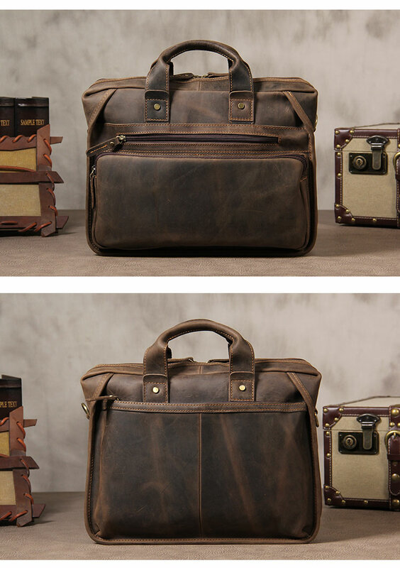 Винтажный портфель из натуральной кожи для мужчин ручная работа кожаные сумки 14 дюймов компьютер 2019 популярная дизайнерская сумка через плечо