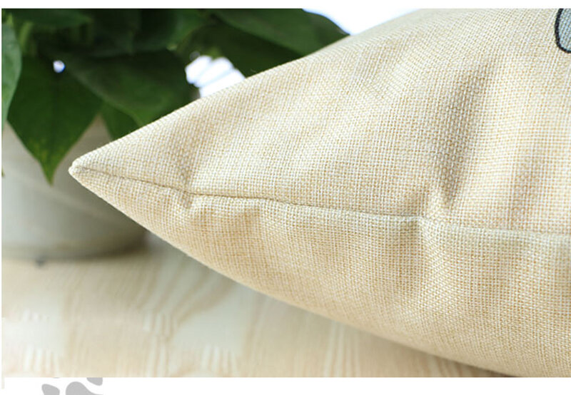 Funda de almohada de lino con estampado de zorro y oso para sofá o silla