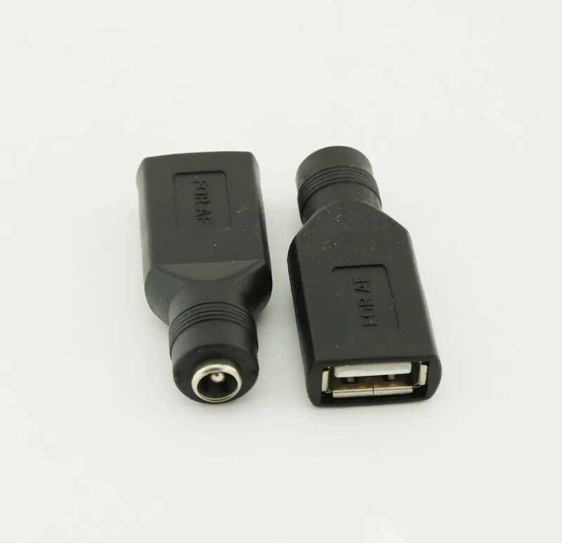 2 uds. USB 2,0 A hembra A 5,5mm x 2,1mm hembra 5V DC conector adaptador de fuente de alimentación