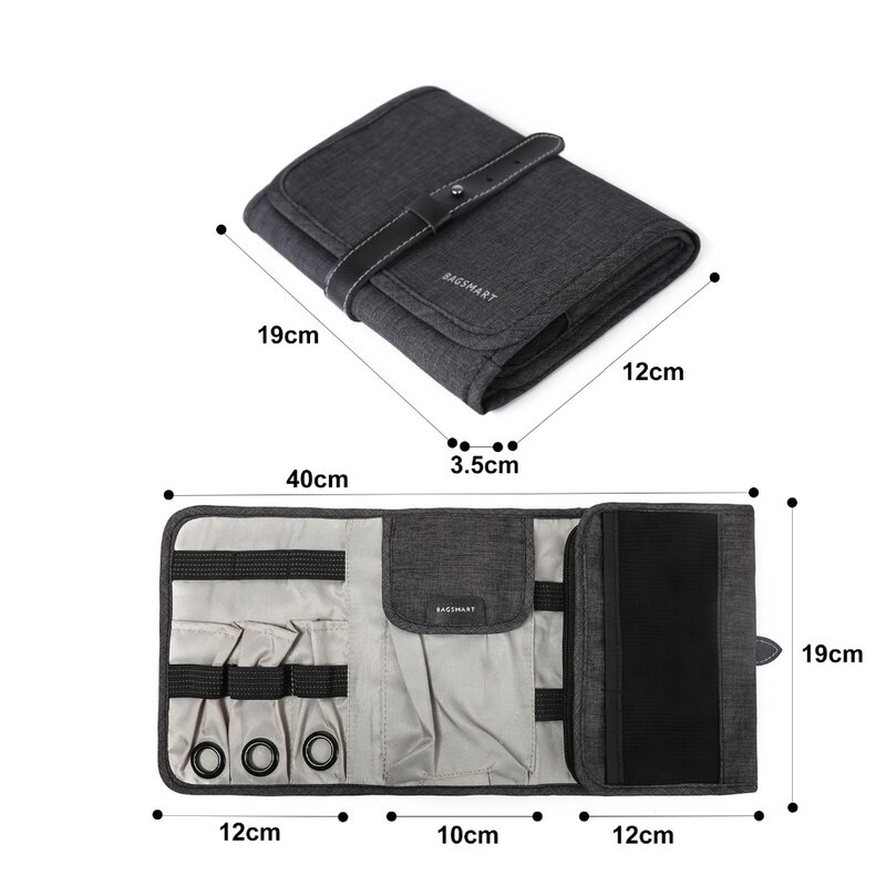 Bagsmart venda quente usb cabo carregador tote caso saco de armazenamento portátil acessórios digitais dispositivos gadget organizador viagem sacos