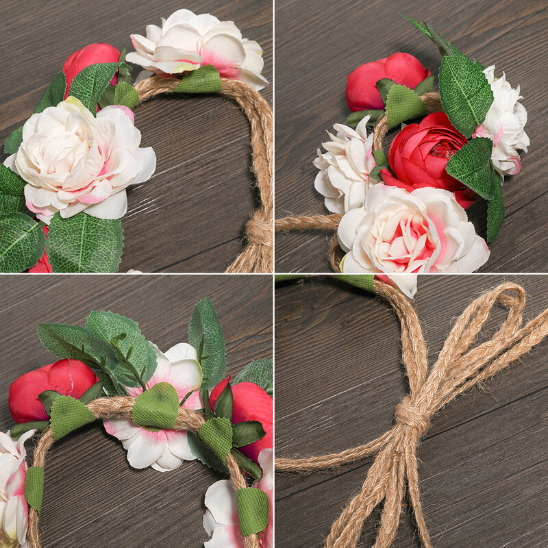 MOLANS Elegant Flower Bridal Sash Stimulation Peony Leaf Dress Gown Belt Hemp Rope Fabric Waist Belts Wedding Accessories