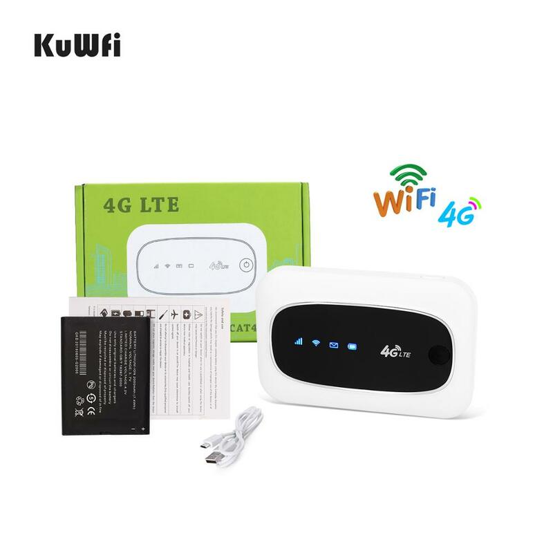 KuWFi Router Wifi 4G Router 4G FDD/TDD LTE Router 150Mbps Saku Wifi Mini Router Nirkabel & Modem Nirkabel dengan Slot Kartu SIM/SD
