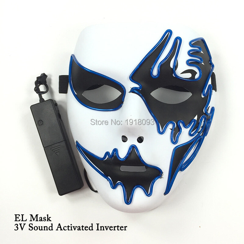 DC-3V Sound activated Driver Halloween Glowing Masker Nieuwigheid Verlichting EL draad Maskers voor Vakantie Festival Decor