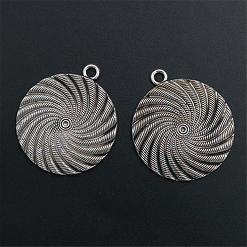 2pcs Silver Plated Whirlpool Glamour Vintage Necklace Bracelet DIY Metal Jewelry Alloy Pendants 40*35mm A1473