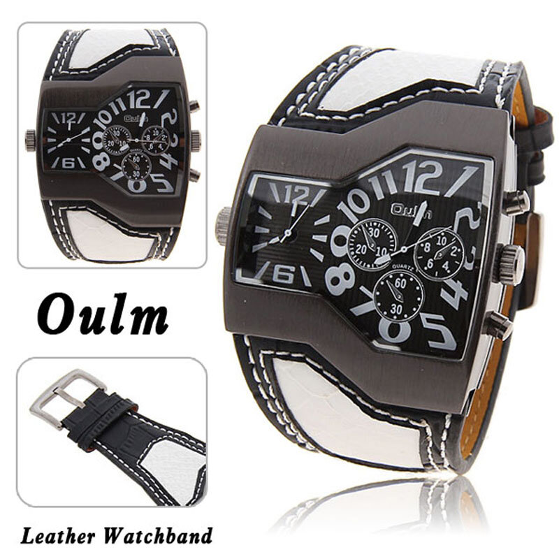 Único designer relógio de quartzo para homens marca de luxo oulm exército militar dos relógios de pulso à prova ddual água duplo tempo zons esportes relógios