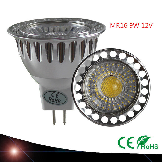 Holofote led de alta qualidade mr16, 9w e 12v, lâmpada regulável de teto, branca quente e fria para emissor de natal, novidade, 10 peças