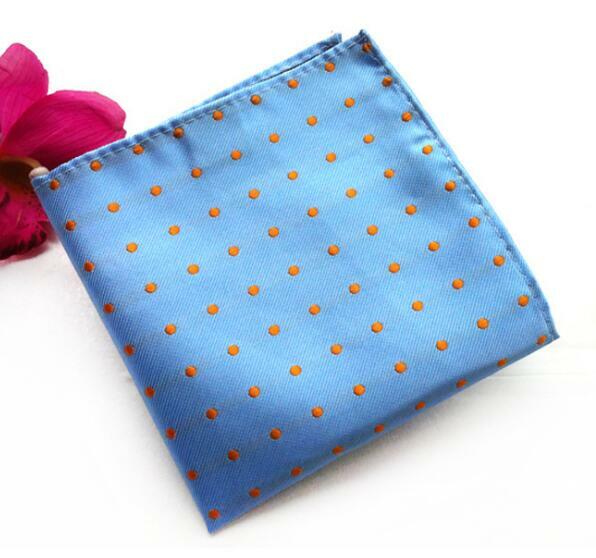 RBOCOTT Mens Pocket Squares Dot Pattern Blue Handkerchief Fashion Hanky For Men Business Suit Accessories 25cm*25cm