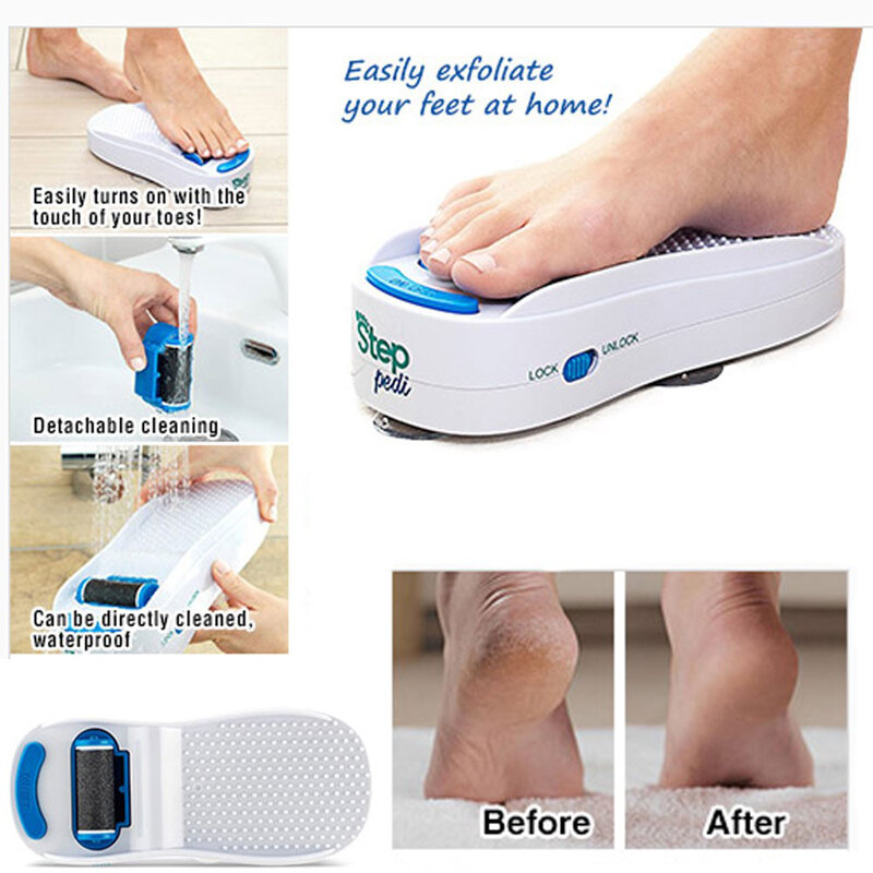 Step pedi-removedor de callos de pies de molienda automática, herramienta eléctrica de silicona para el cuidado de los pies, molinillo de pies impermeable, recién llegados