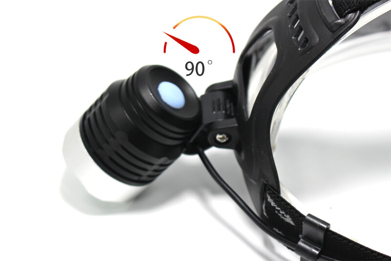 Faro LED de alta potencia con ZOOM, lámpara de cabeza de caza, 3 modos, ZOOM, XM-L T6, 5000 lúmenes