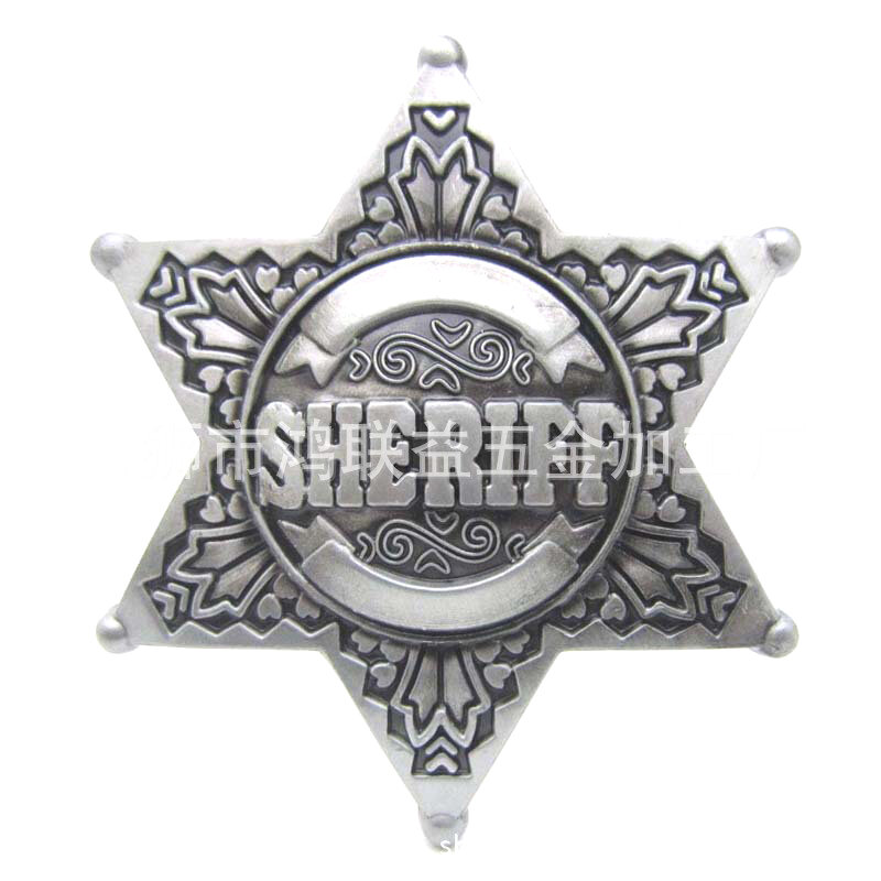 Mens' Belt Buckle 40Mm Vintage Hexagon Sheriff Bintang Diganti Barat Gesper untuk Koboi Pria