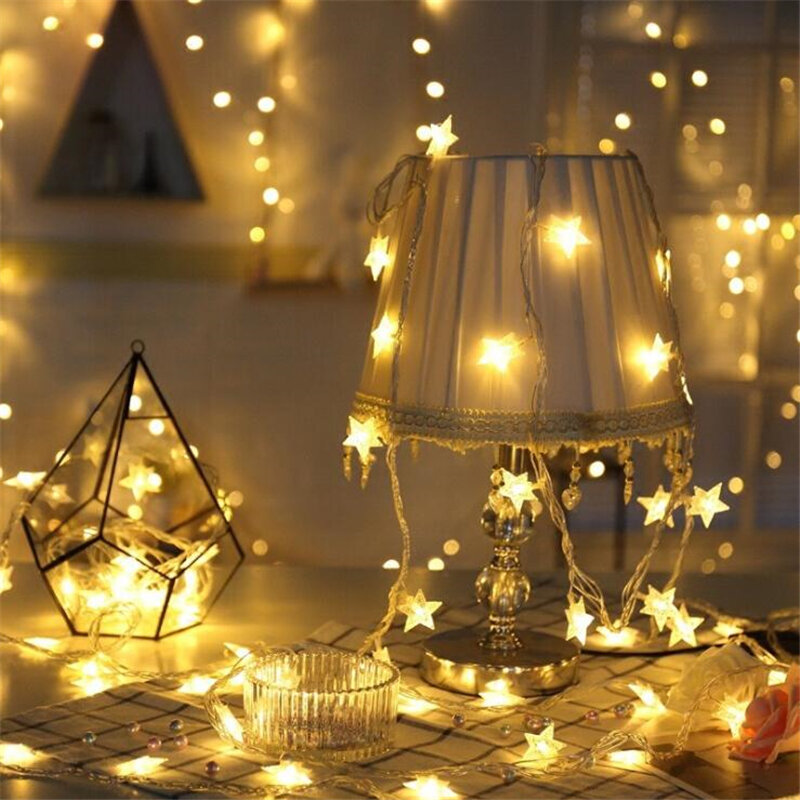 6M Fairy Garland LED Stars Strip Light Chain Starry sky ins Christmas Tree Wedding Indoor patio Lights Decoration Battery Power