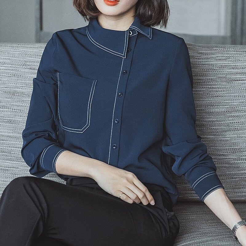 Blusa feminina manga comprida, plus size, moda coreana, mulheres, ol, escritório, tops e blusas femininas dd2083