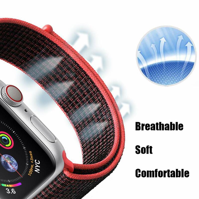 THORMAX Colors Nylon Sport Loop Band for Apple Watch 4 Series 4/3/2 Lightweight Soft Breathable Woven Strap 38mm/42mm 40mm 44mm