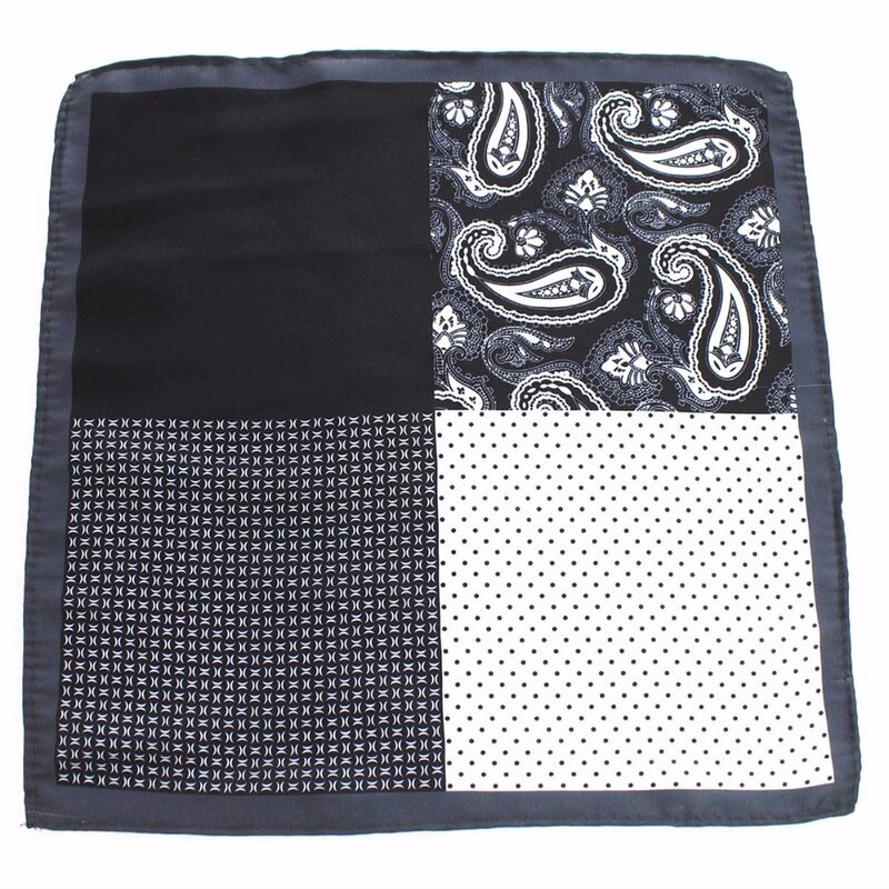 Ricnais New Fashion 25 x 25 CM Man Paisley Flower Dot Pocket Square Men Casual Patchwork Hanky For mens Wedding Handkerchief