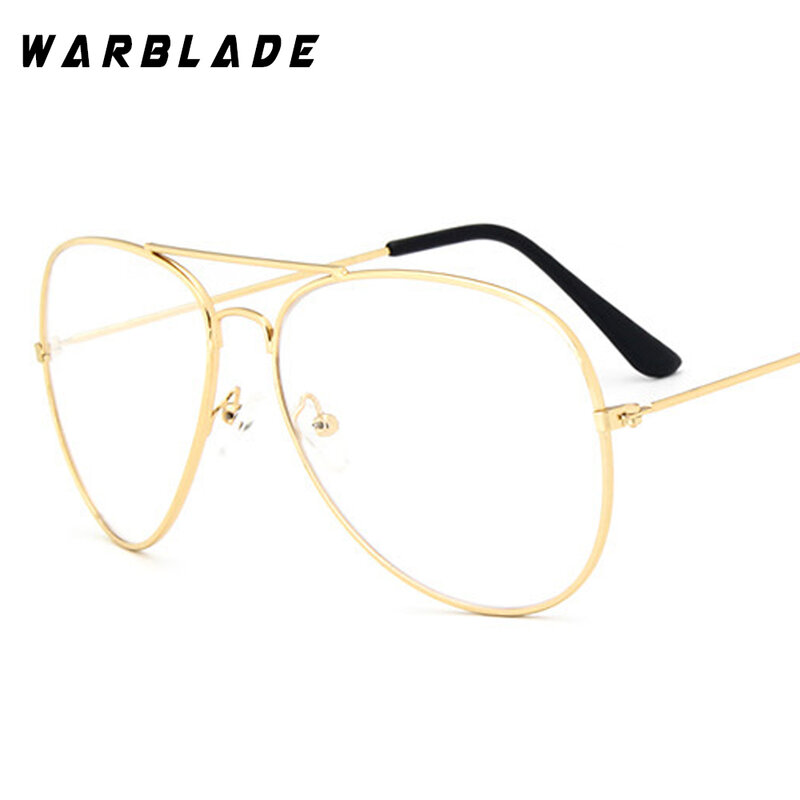 WarBLade-gafas con banda de aleación para hombre y mujer, lentes Ópticas Clásicas, transparentes, con montura dorada