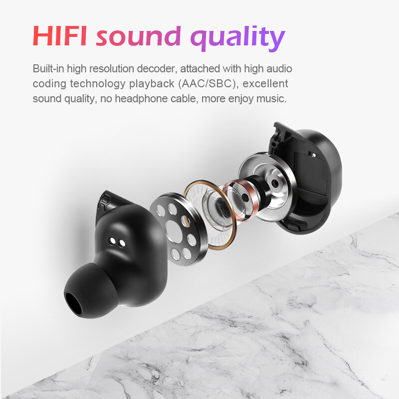 Auriculares Bluetooth SANLEPUS auriculares inalámbricos True TWS 5,0 auriculares deportivos auriculares estéreo graves auriculares de cancelación de ruido para teléfonos