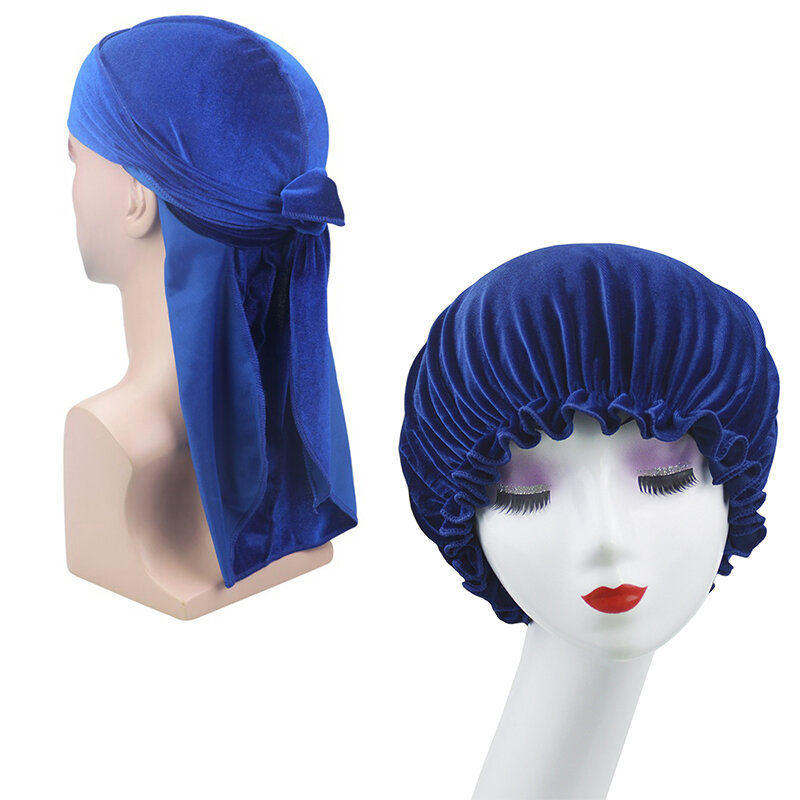 ファッションメンズベルベットバンダナバンダナ帽子純粋なカラーワイド斗ぼろボンネットキャップ快適なベルベットの睡眠帽子カップル 2 個