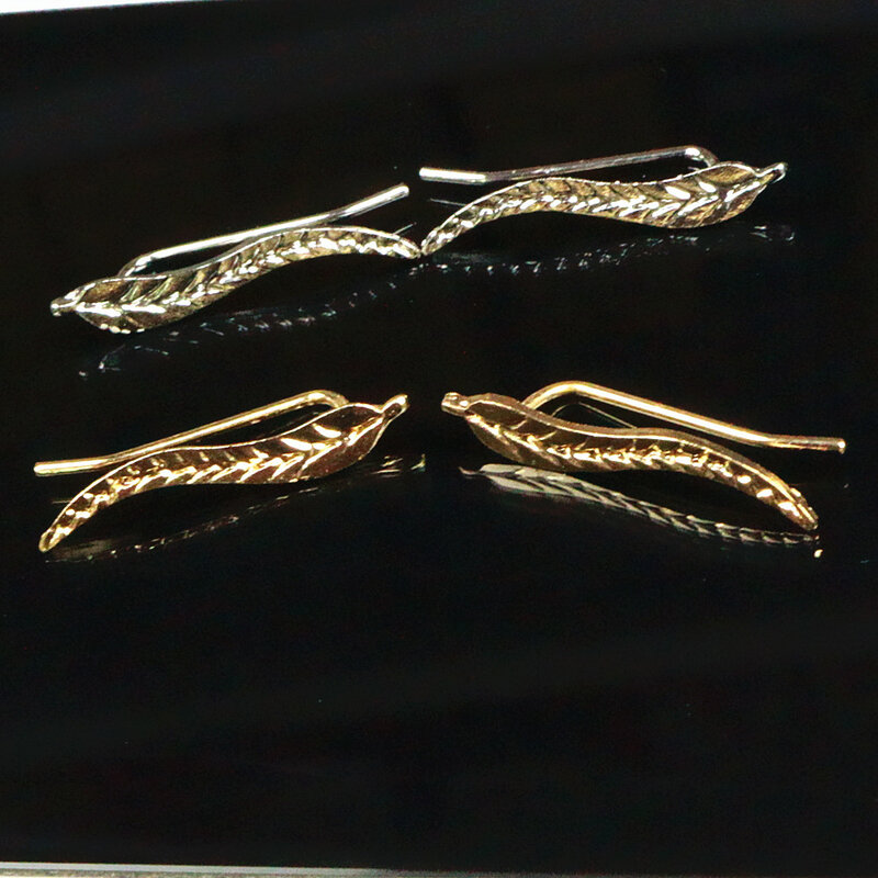 2 pares 2017 jóias do vintage requintado brincos de folha de cor ouro moderno bonito pena brincos para mulher e02