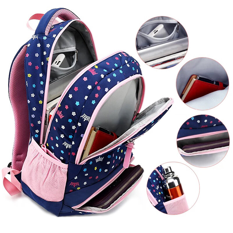 SUN EIGHT-حقيبة مدرسية كبيرة السعة ، حقيبة ظهر مدرسية للفتيات والمراهقات ، طباعة ديزي