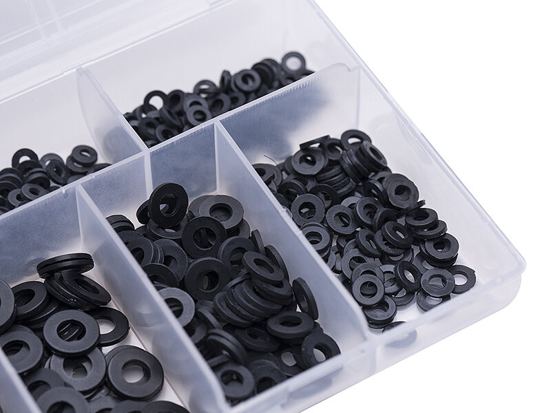 250Pcs/500Pcs DIN125 ISO7089 M2 M2.5 M3 M4 M5 M6 Black Plastic Nylon Washer Plated Flat Spacer Washer Seals Gasket Ring NL13