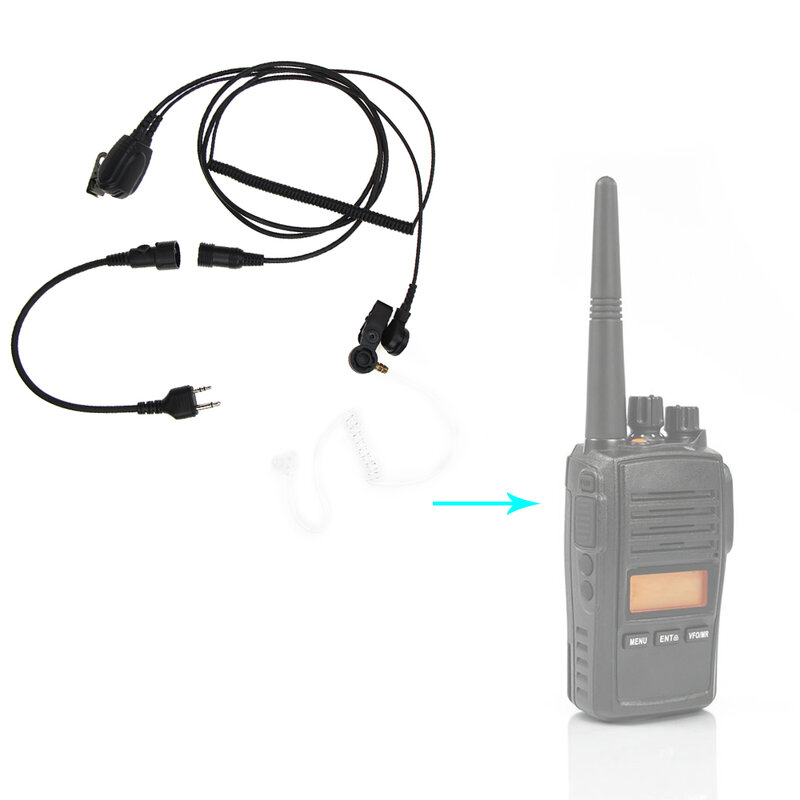 Écouteurs Tube à Conduction d'air à 2 broches, micro pour talkie-walkie Midland Alan GXT G6 G7 G8 G9 75-810 GXT650 LXT80 Radio