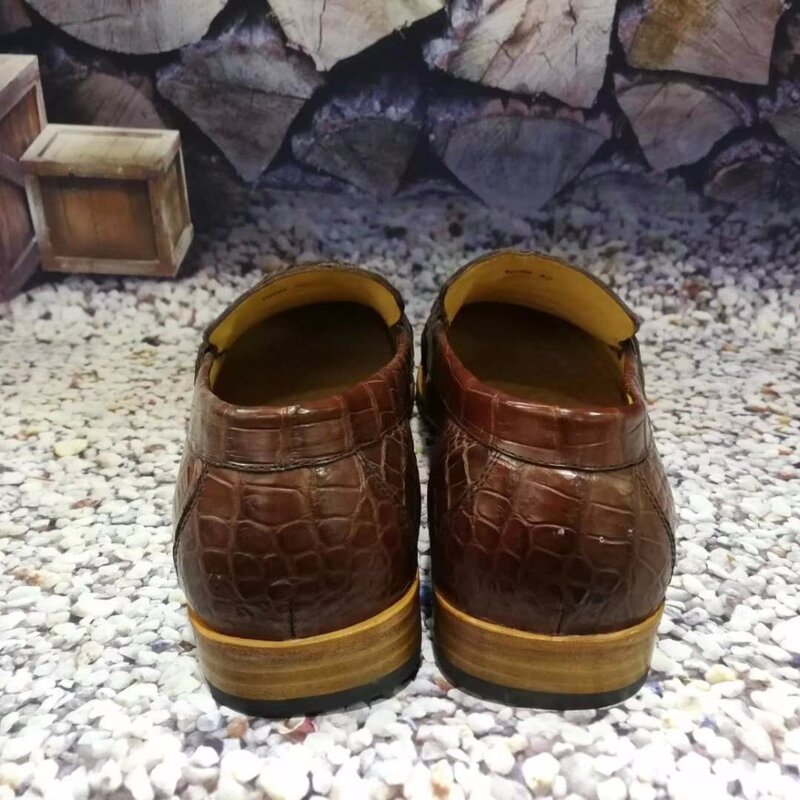 2018 baru 100% Asli nyata asli crocodil kulit perut pria sepatu bisnis sepatu pria fashion kualitas mewah high end kulit brown
