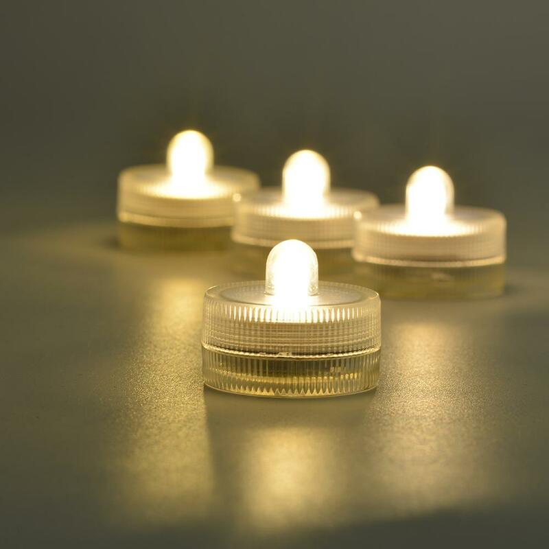 12 Stks/pak 3Cm Waterdichte Led Thee Licht Kaarsen Voor Bruiloft Evenementen Feestdagen Decoratie Met Batterijen