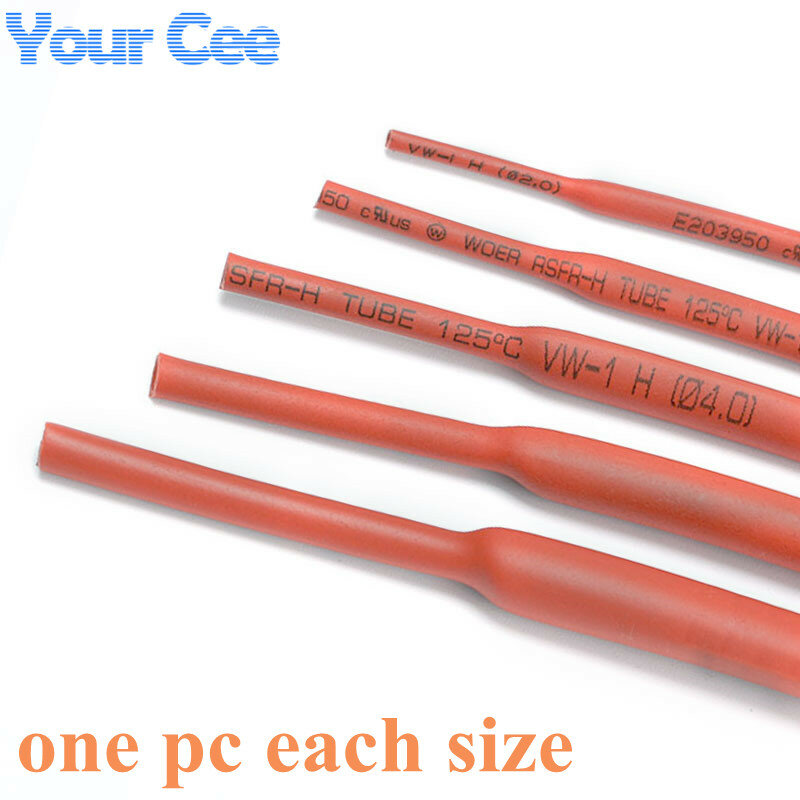 2:1 Heat Shrink Tube Shrinkable Sleeve Heatshrink Insulation Wire Cable 600V Red Color 9pc Each Size 2 to 10MM
