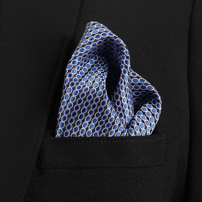 Vangise Pria Saku Kuadrat Solid Pola Biru Saputangan Fashion Hanky untuk Pria Bisnis Suit Aksesoris 22 Cm * 22 Cm