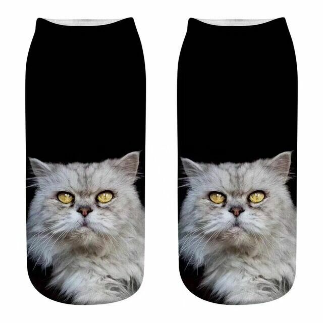 Женские короткие носки с принтом кошки для бега, оптовая продажа