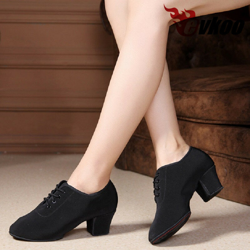 Customsied teacher professional Practice closed toe soft slip sole 5cm leather Ballroom Latin Dance Shoes for women Evkoo-399