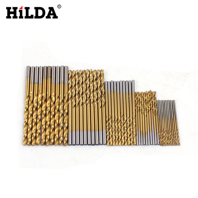HILDA 50 pièces/ensemble foret hélicoïdal jeu de scie HSS haute acier perceuse bois outil 1/1. 5/2/2. 5/3mm pour métal