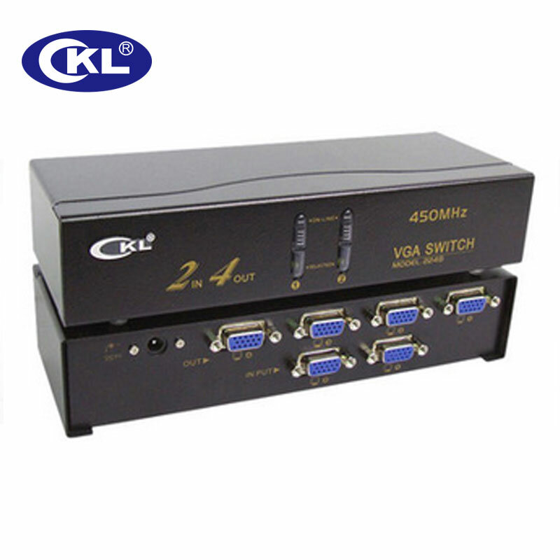 Ckl vga 스위치 분배기 2 in 2/4 out 지원 2048*1536 450 mhz pc 모니터 tv 프로젝터 금속 CKL-222B 및 CKL-224B