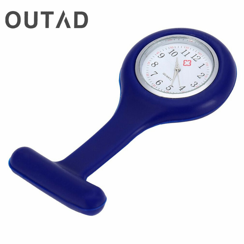 OUTAD-Mini Reloj portátil de silicona Unisex, accesorio médico y enfermero, de bolsillo, Fob, varios colores, broche, Pin colgante, 4 colores