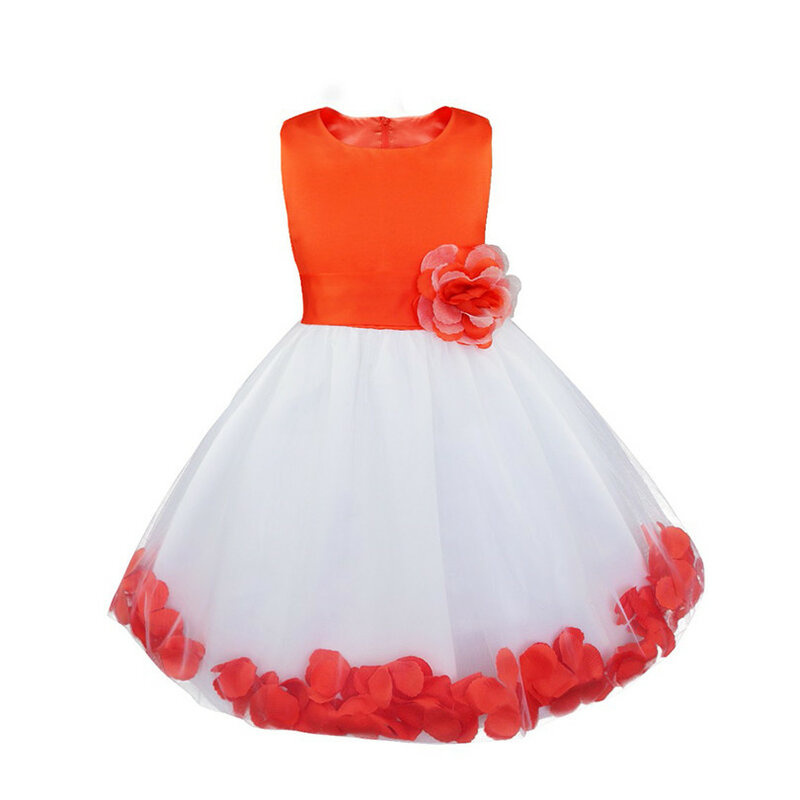 TiaoBug-유아 플라워 걸 드레스, 꽃잎 디자인, 우아한 꽃무늬 포멀 플라워 걸 드레스, 웨딩 파티 드레스