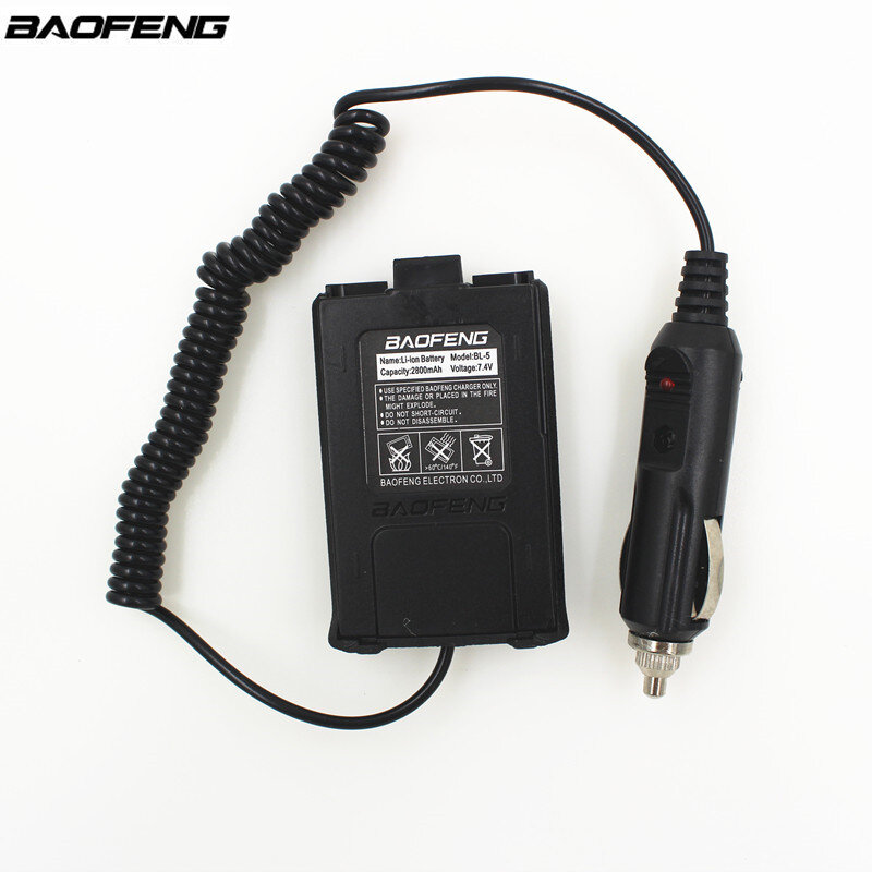 Car Charger Battery Eliminator Per BAOFENG UV-5R Dual Band A Due Vie Radio
