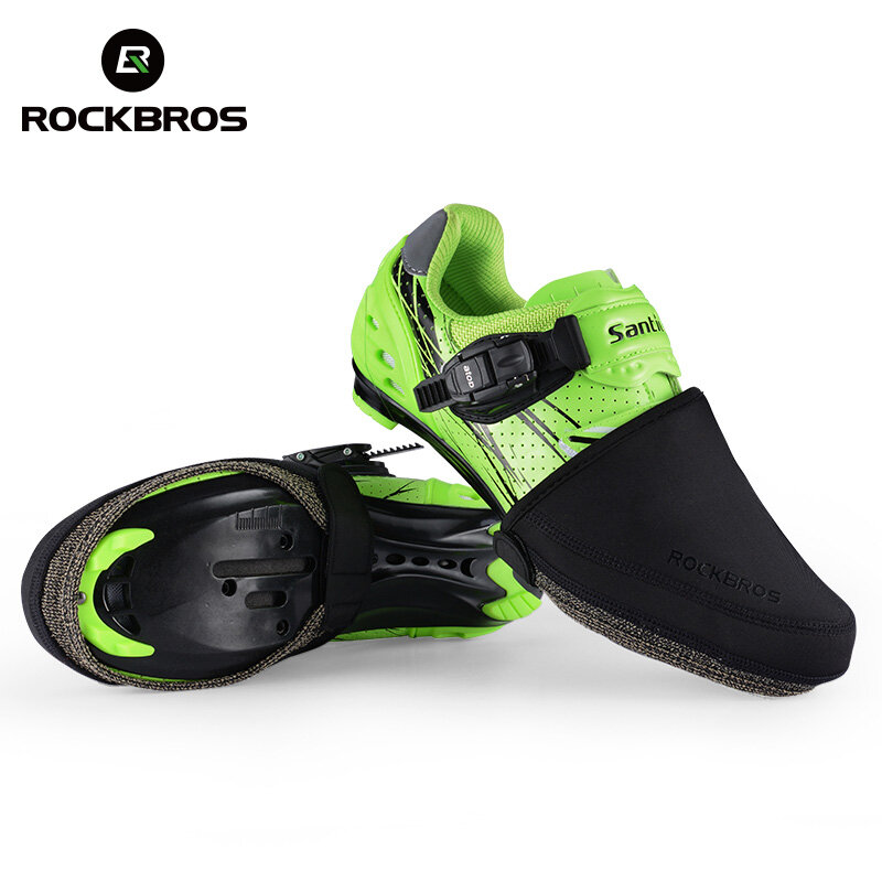 Чехол для велосипедной обуви ROCKBROS, защита от ветра, износостойкая ткань, сохраняет тепло, Полузащита для обуви, черный цвет