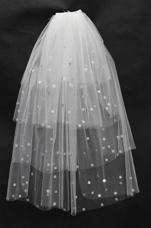 New Fashion Wedding Veil Elbow Length Custom Made Tulle Appliqued Multi-Layers Bridal Veil