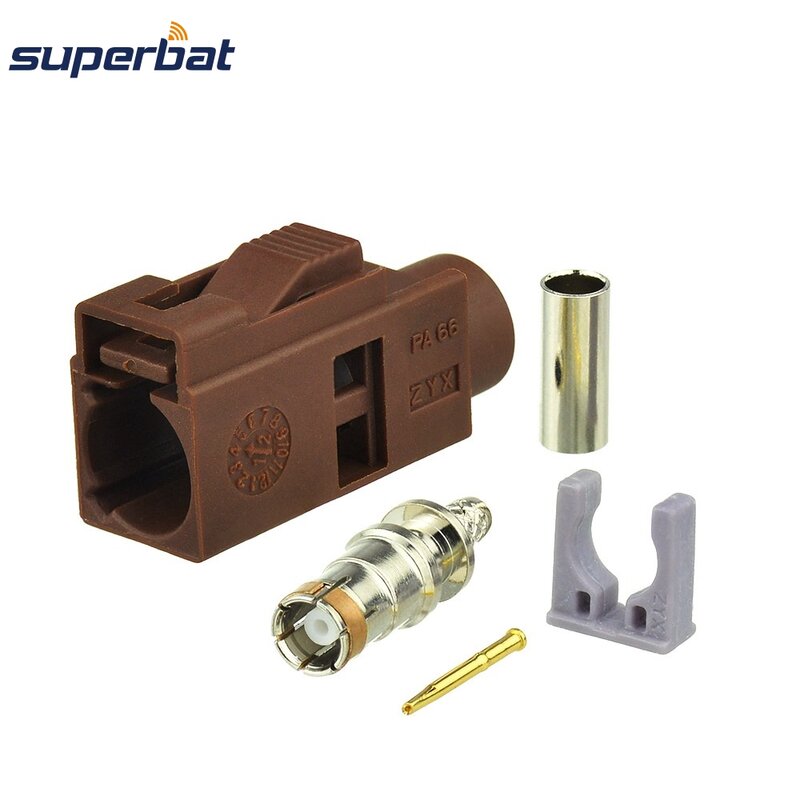 Conector hembra de crimpado Superbat, 10 piezas, Fakra Brown /8011 TV2, para Cable Coaxial RG316,RG174,LMR100