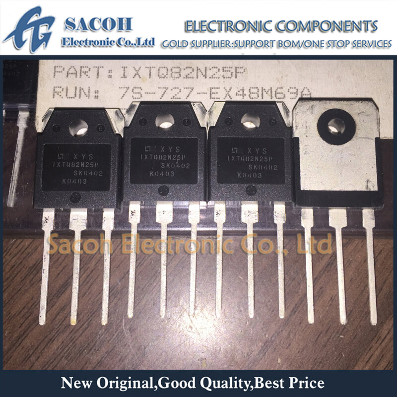 Transistor original do MOSFET do poder, IXTQ82N25P, IXTQ82N25, IXTQ82N27P, IXTQ80N28T, TO-3P, 82A, 250V, novo, 5 PCes pelo lote