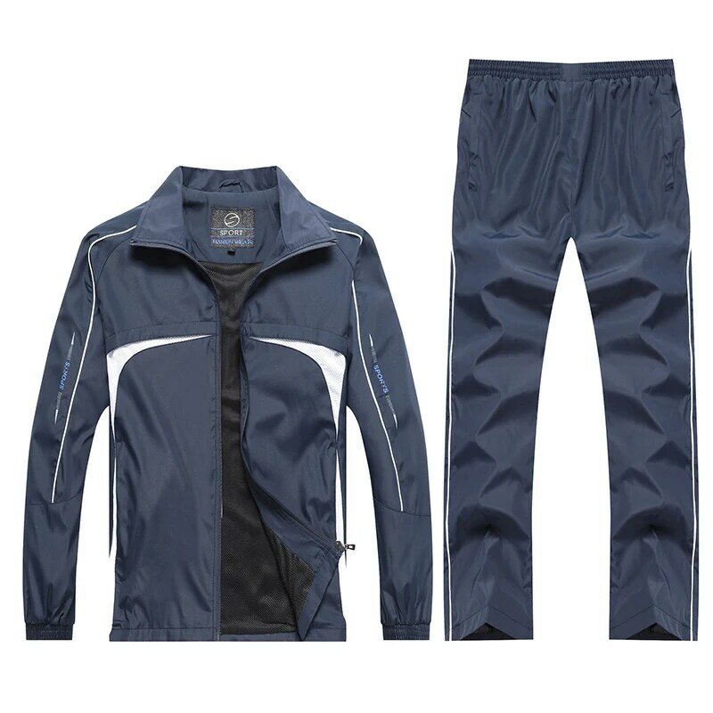 Novo terno de fato de treino masculino casual ativo define primavera outono outwear 2pc calças jaqueta plus size L-5XL