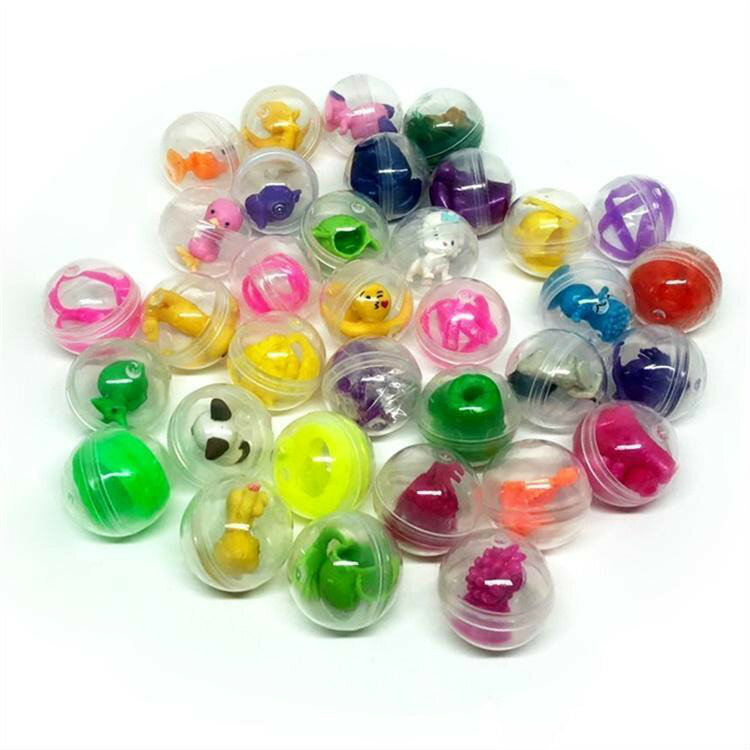 100pc/pack 2.8cm Transparent Plastic Ball Capsule Toys With Inside Rubber Or Plastic Figure Mini Dolls For Vending Machine