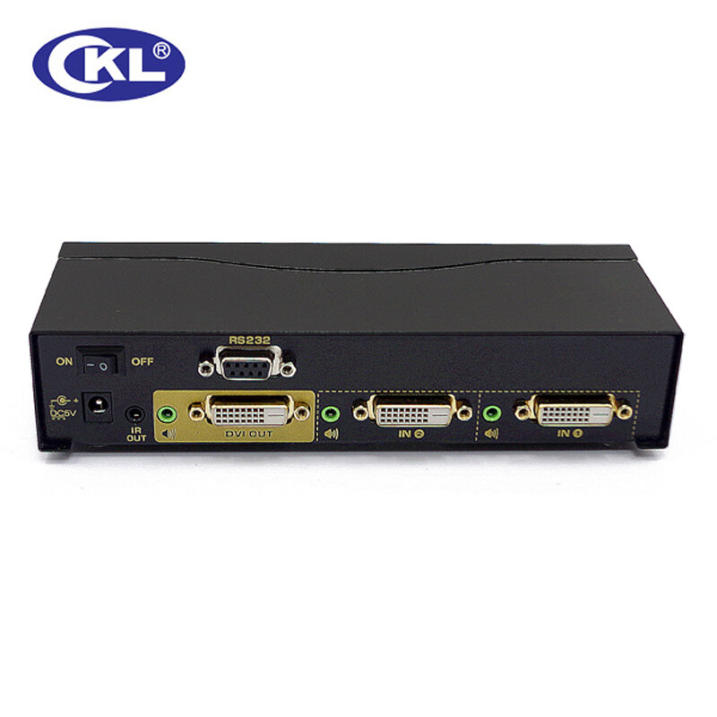 CKL-21D 2x1 2 Port DVI przełącznik splitter Box 2in 1out. 3D 1080 P dla monitor do komputera wih pilot zdalnego sterowania na podczerwień, RS232 kontroli